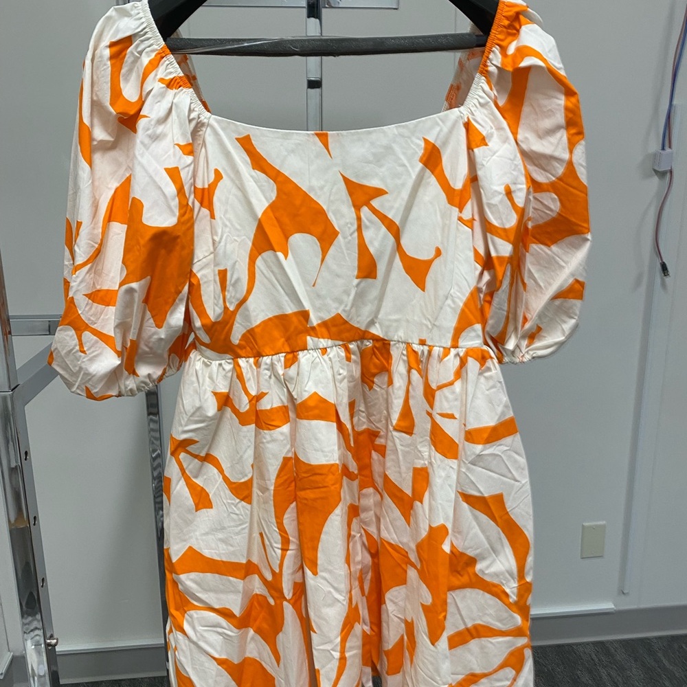 Peach Love California Orange and White Mini Dress